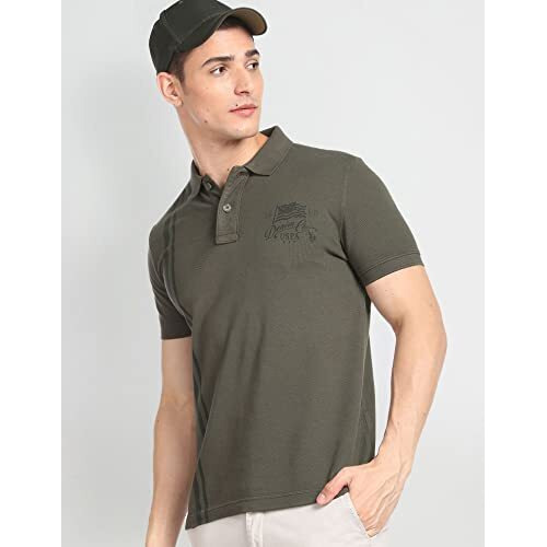 U.S. Polo Assn. Men's Striped Slim Fit T-Shirt (Udoen1Polo100_Olive