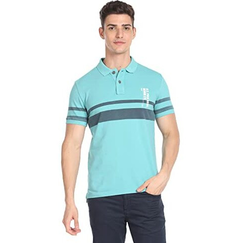 U.S. Polo Assn. Men's Striped Slim Fit T-Shirt (Udoen1Polo104_Turquoise