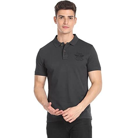 U.S. Polo Assn. Men's Phulkari Slim Fit T-Shirt (Udoen1Polo107_Charcoal