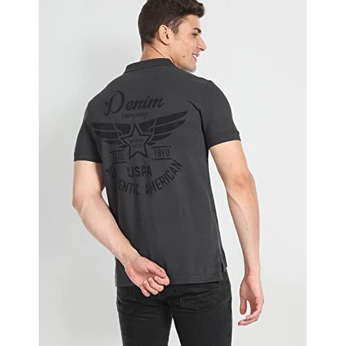 U.S. Polo Assn. Men's Phulkari Slim Fit T-Shirt (Udoen1Polo107_Charcoal