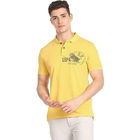 U.S. Polo Assn. Men's Solid Slim Fit T-Shirt (Udoen1Polo109_Mustard