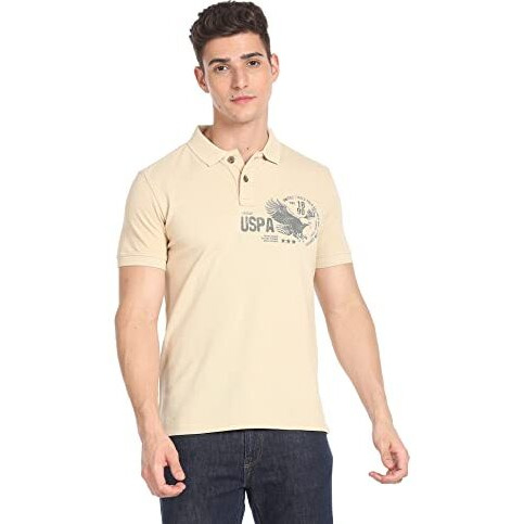 U.S. Polo Assn. Men's Phulkari Slim Fit T-Shirt (Udoen1Polo111_Peach