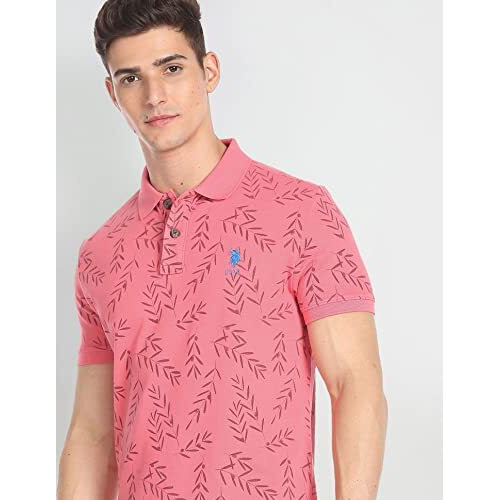 U.S. Polo Assn. Men's Phulkari Slim Fit T-Shirt (Udoen1Polo113_Pink