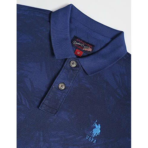 U.S. Polo Assn. Cotton Men's Phulkari Slim Fit T-Shirt (Udoen1Polo118_Navy, Large