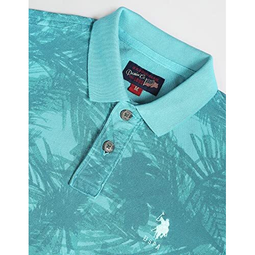 U.S. Polo Assn. Men's Cotton Phulkari Slim Fit T-Shirt (Udoen1Polo120_Turquoise,Green,Large