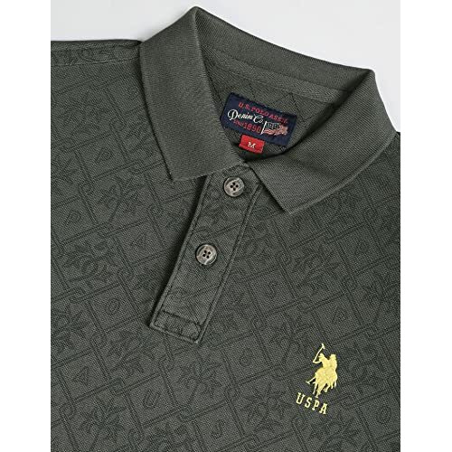 U.S. Polo Assn. Cotton Mens Half Sleeve Polo Slim Fit T-Shirts (Udtshs0381_Olive_M)