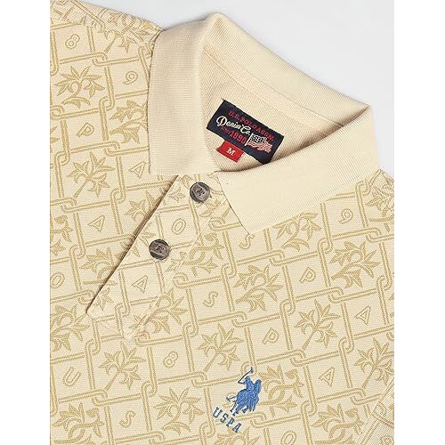 U.S. Polo Assn. Men's Cotton Slim Fit Polo Shirt (Udtshs0383_Beige, Medium