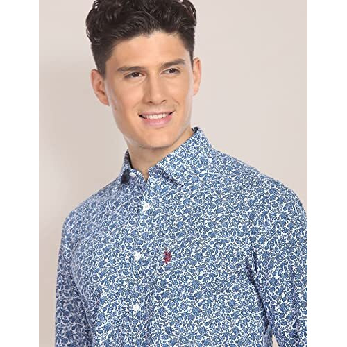 U.S. Polo Assn. Mens Printed Fs Regular Fit Shirts (Usshtfx0094_Lt. Blue_L)