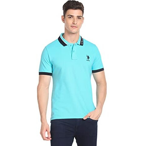 U.S. Polo Assn. Men's Solid Slim Fit T-Shirt (Usoen1Polo51_Aqua S)