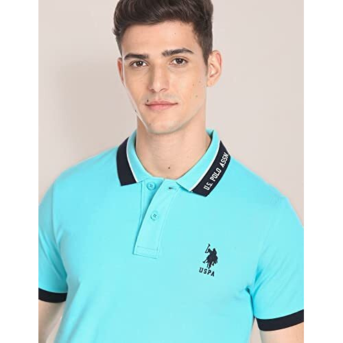 U.S. Polo Assn. Men's Solid Slim Fit T-Shirt (Usoen1Polo51_Aqua S)