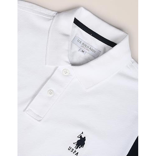 U.S. Polo Assn. Mens Half Sleeve Polo T-Shirts (Ustshf0148_White_M)