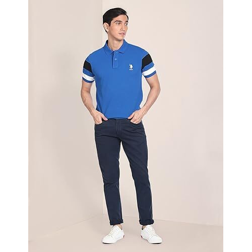 U.S. Polo Assn. Mens Half Sleeve Polo T-Shirts (Ustshf0150_Blue_L)