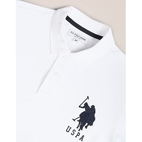 U.S. Polo Assn. Mens Cotton Half Sleeve Polo Slim Fit T-Shirts (Ustshf0172_White_Large)