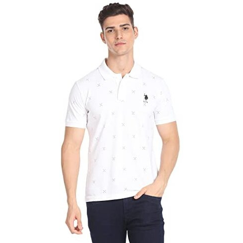 U.S. Polo Assn. Mens Half Sleeve Polo Slim Fit T-Shirts (Ustshf0188_White_Xl)