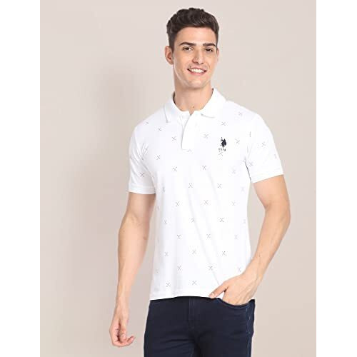 U.S. Polo Assn. Mens Half Sleeve Polo Slim Fit T-Shirts (Ustshf0188_White_Xl)