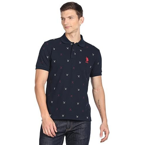 U.S. Polo Assn. Mens Half Sleeve Polo T-Shirts (Ustshf0189_Navy_Xxl)