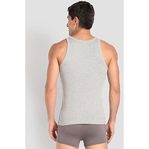 U.S. Polo Assn. Mens Pure Cotton Ribbed Ev006 Regular Fit Vest-Pack Of 1 (Grey Mel L)