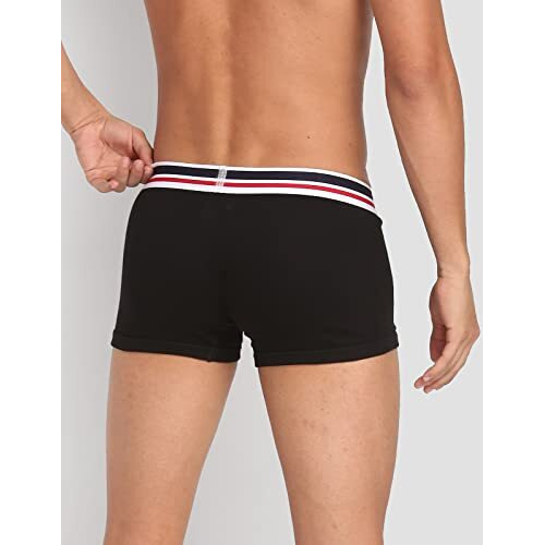 U.S. Polo Assn. Mens Antibacterial Branded Waist I641 Cotton Trunks - Pack Of 2 (True Blue/Black M)