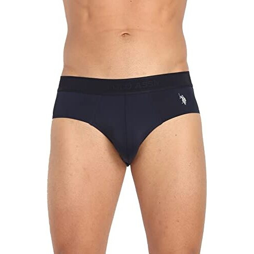 U.S. Polo Assn. Mens Nylon Stretch Moisture Wicking Ab001 Active Briefs - Pack Of 1 (Navy L)