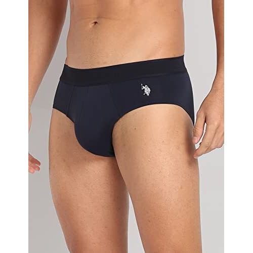 U.S. Polo Assn. Mens Nylon Stretch Moisture Wicking Ab001 Active Briefs - Pack Of 1 (Navy L)