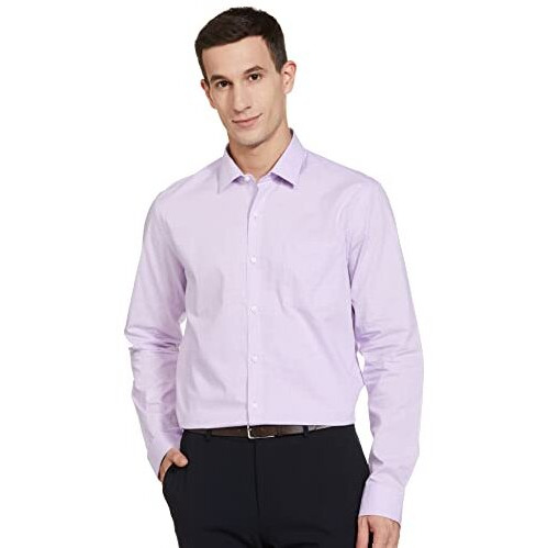 Arrow Men's Solid Full Sleeve Slim Fit Cotton Cutaway Collar On Formal Shirt (Aradosh1280_Light Purple_40)
