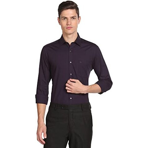 Arrow Men's Solid Full Sleeve Slim Fit Cutaway Collar Cotton Formal Shirt (Arcbosh0027_Dark Purple_42)