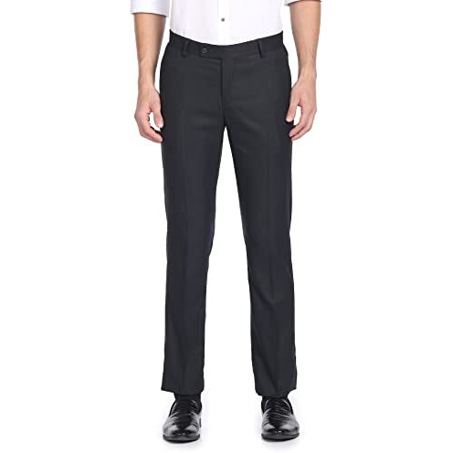 Arrow Men's Solid Tailored Fit Polyester Formal Trouser (Arcbotr0006_Dark Blue_30)