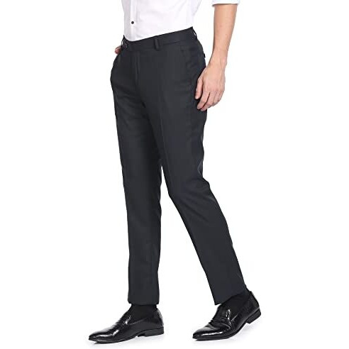 Arrow Men's Solid Tailored Fit Polyester Formal Trouser (Arcbotr0006_Dark Blue_30)