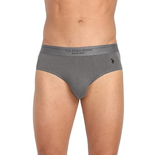 U.S. Polo Assn. Mens Modal Cotton Stretch Antibacterial Pb003 Premium Briefs - Pack Of 1 (Lt.Grey L)