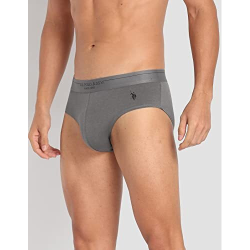 U.S. Polo Assn. Mens Modal Cotton Stretch Antibacterial Pb003 Premium Briefs - Pack Of 1 (Lt.Grey L)