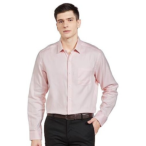 Arrow Men's Solid Full Sleeve Slim Fit Cutaway Collar Cotton Formal Shirt (Aradosh1391_Peach_39)