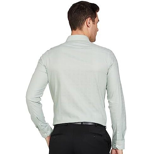 Arrow Men's Solid Full Sleeve Slim Fit Cutaway Collar Cotton Formal Shirt (Aradosh1444_Light Green_39)