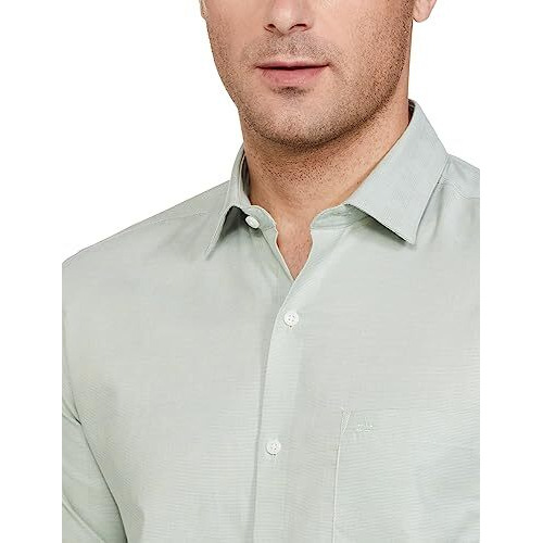 Arrow Men's Solid Full Sleeve Slim Fit Cutaway Collar Cotton Formal Shirt (Aradosh1444_Light Green_39)