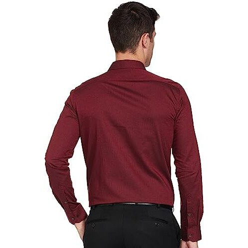 Arrow Men's Solid Full Sleeve Slim Fit Cutaway Collar Cotton Formal Shirt (Aradosh1448_Maroon_44)