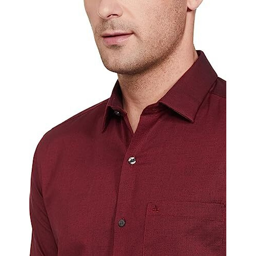 Arrow Men's Solid Full Sleeve Slim Fit Cutaway Collar Cotton Formal Shirt (Aradosh1448_Maroon_44)