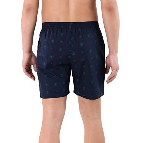 U.S. Polo Assn. Cotton Blend Men Dual Pocket All Over Print Ex002 Boxers - Pack Of 1 (Navy-Shields M)