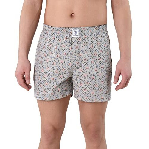 U.S. Polo Assn. Men Graphic Print Cotton I657 Boxers - Pack Of 1 (Grey-Horseshoes L)