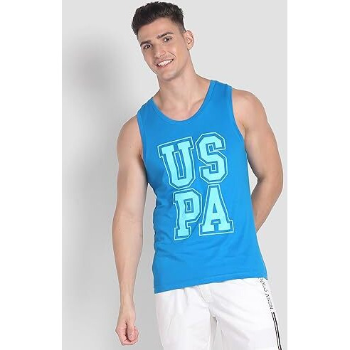 U.S. Polo Assn. Cotton Men's Regular Fit Vest (Iybd-Pl_Dusty Blue, Large