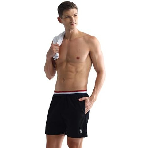 U.S. Polo Assn. Men's Cotton Blend Classic Solid Boxer Shorts (Pack Of 1) (Iybe-Pl_Black