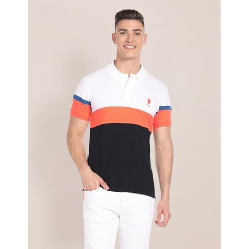 U.S. Polo Assn. Men's Colorblock Slim Fit Polo Shirt (Ustshf0254_White