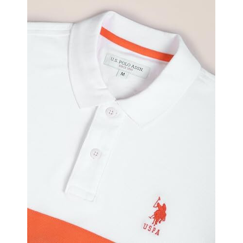 U.S. Polo Assn. Men's Colorblock Slim Fit Polo Shirt (Ustshf0254_White