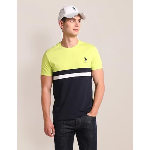 U.S. Polo Assn. Men's Colorblock Slim Fit Shirt (Ustshf0309_Green