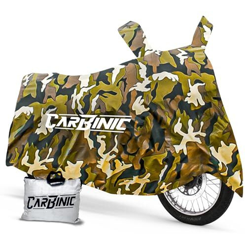 Carbinic Waterproof Bike Cover | Enfield Classic Kawaski Ninja Ktm Suzuki Benelli | Bullet Two Wheeler Bike Cover | Dustproof Bike Accessories | Uv Proof Scratchproof With Mirror Pocket | Jungle