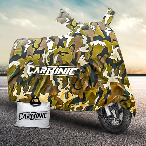 Carbinic Waterproof Scooty Cover For Honda Activa 6G Tvs Jupiter Bajaj Chetak Electric Scooter Cover Dustproof Washable Activa Accessories Uv Proof Scratchproof With Mirror Pocket Cover Jungle