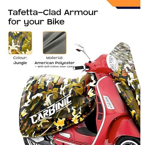 Carbinic Waterproof Scooty Cover For Honda Activa 6G Tvs Jupiter Bajaj Chetak Electric Scooter Cover Dustproof Washable Activa Accessories Uv Proof Scratchproof With Mirror Pocket Cover Jungle