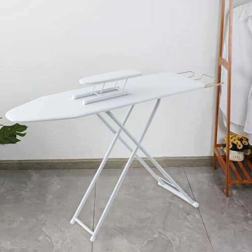 Kuber Industries 42 Inch Ironing Board With Small Board|Ironing Stand For Clothes|Press Table For Home (White)