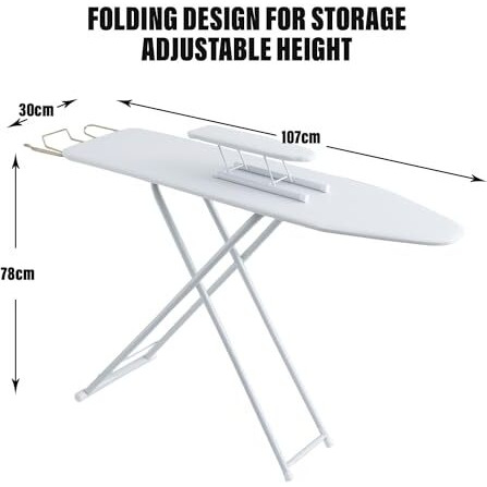 Kuber Industries 42 Inch Ironing Board With Small Board|Ironing Stand For Clothes|Press Table For Home (White)