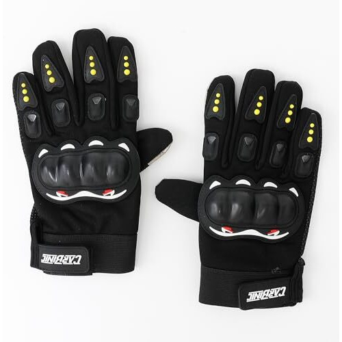 Carbinic Bike Riding Gloves For Men Women | Adjustable Wrist, Strong Knuckle Protection | Touch Screen Sensitivity At Thumb & Index | Washable & Breathable Hand Gloves | Bike Accessories | Large Black