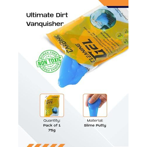 Carbinic Car Cleaning Gel Kit | Universal Gel For Car Accessories Laptop Keyboard Gadgets | Multipurpose Interior Dust Cleaning | Dashboard Gap Corner Cleaner (75 Grams- Packet, Moq-3)