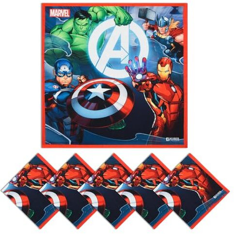 Kuber Industries Marvel Avenger Team Handkerchiefs | Cotton Rumal For Boys & Girls | Multicolor Pack Of 6
